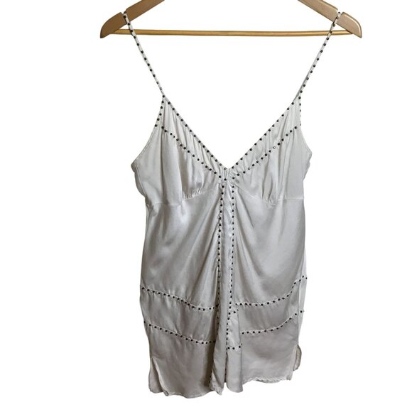 GOLD HAWK 100% Silk Studded Cami Top Moonbeam L Slip Tank Boho Y2K Luxe Designer - Picture 4 of 7